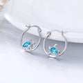 Huitan Turtle Blue CZ Hoop Earrings – Cute Women's Fashion Hoop Earrings Axl E3954