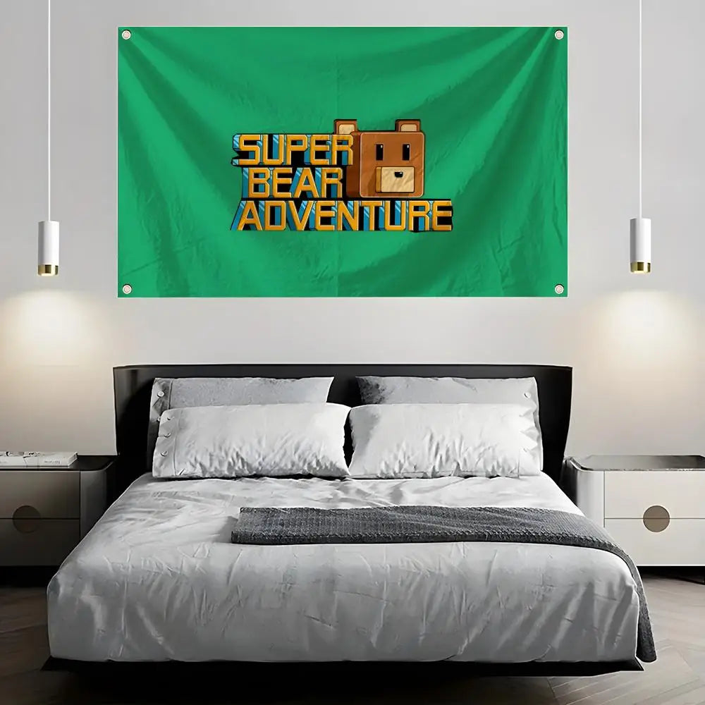 Super Bear Adventure Game Flag – Wall & Outdoor Banner Decor Wall Banner Flag Axl