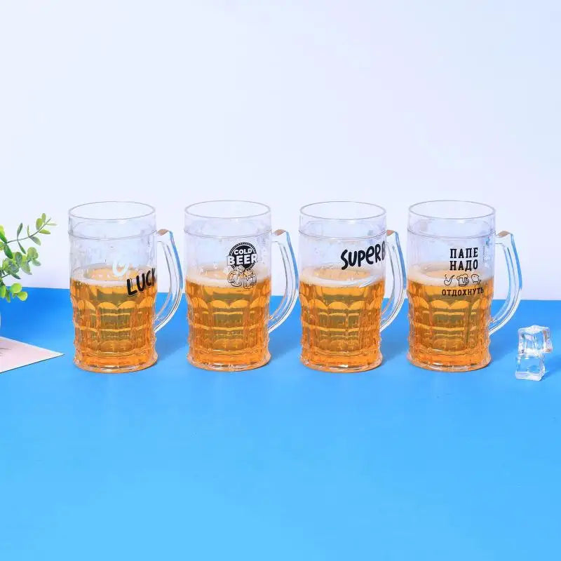 400ml Novelty Fake Beer Mug – Double Wall Clear Plastic Cup Novelty Party Cup Axl