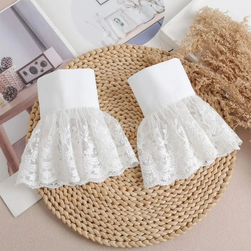 White Lace Detachable Cuffs – Fake Sleeves for Bridal & Costume Detachable Lace Cuffs Axl