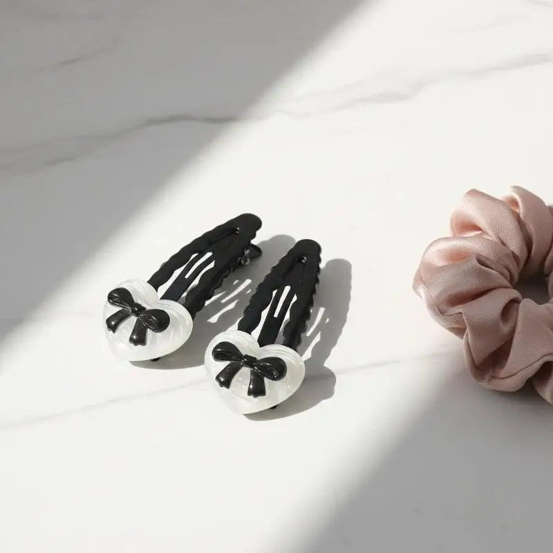 Heart Bowknot BB Hair Clips – Wavy Side Clips for Girls 2/6 Pcs Hair Clips Axl