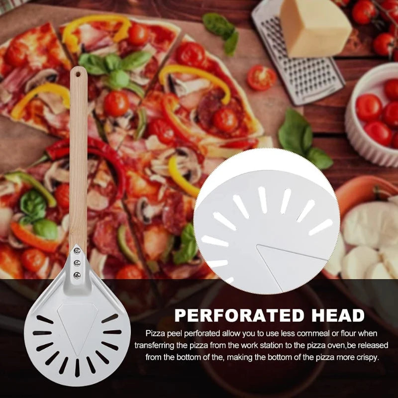 PGY Perforated Pizza Peel 7/8/9 Inch – Aluminum Wood Handle Pizza Peel Axl
