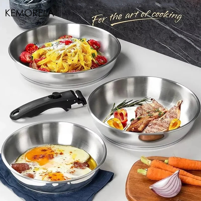 KEMORELA 316 Stainless Steel Pan Set – Removable Handle Stainless Steel Pan Set Axl
