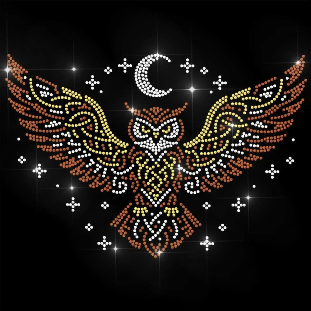 Owl Rhinestone Iron-On Appliqué – Glitter Heat Transfer Sheet Iron-On Appliqué Axl AECH04-17715