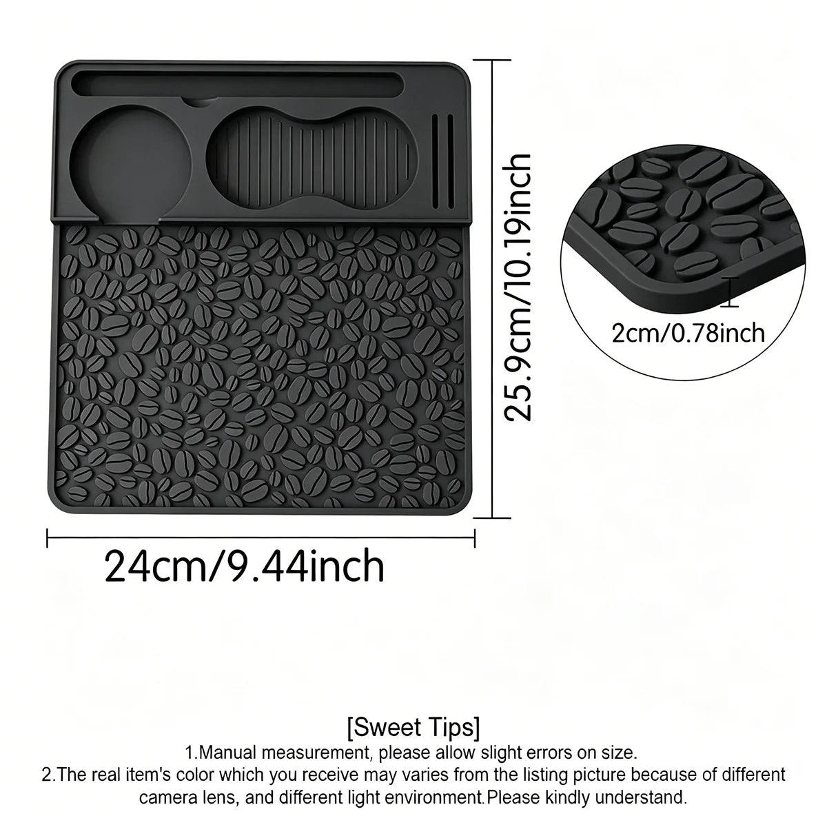 Silicone Espresso Tamping Mat with Tool Slots – Barista Station Espresso Tamping Mat Axl