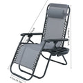 Folding Outdoor Lounge Chair with Cup Holder & Headrest Outdoor Lounge Chair Axl GRAY