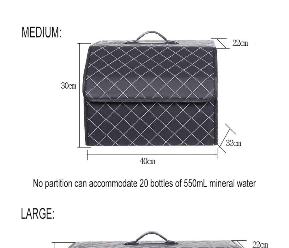 Leather Car Trunk Organizer – Large Folding Storage Box Car Trunk Organizer Axl
