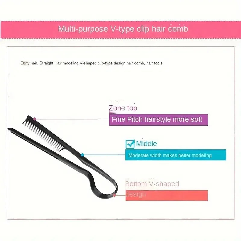 V-Shape Hair Straightening Comb – Sleek Styling Splint Tool Hair Styling Comb Axl