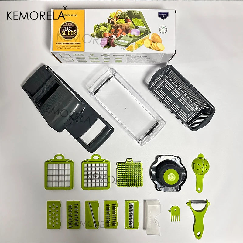 KEMORELA 14-in-1 Vegetable Chopper, Slicer & Dicer Vegetable Chopper Axl 16 in 1
