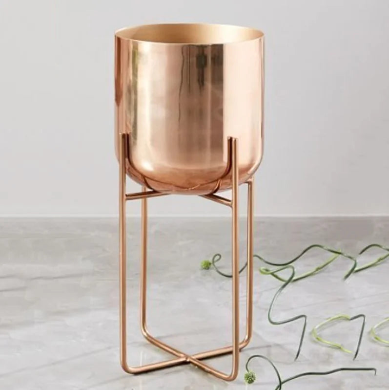 Nordic Iron Flower Pot Stand – Indoor & Outdoor Plant Shelf Rack Plant Pot Stand Axl Rose Gold-Small
