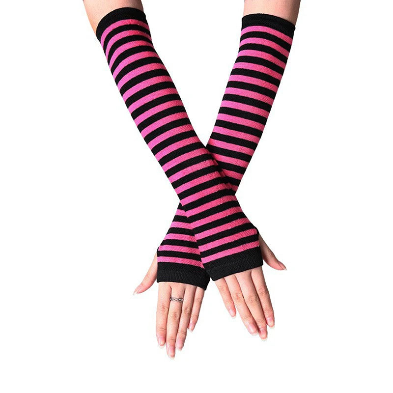 Women's Fingerless Knit Arm Warmers – Long Sleeve Wrist Gloves Fingerless Arm Warmers Axl rose-red