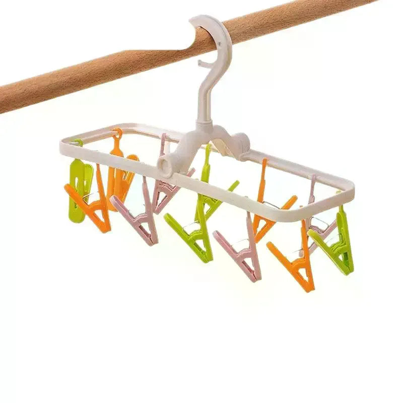 Foldable Multi-Clip Laundry Drying Hanger – 12 Clips ABS Laundry Drying Hanger Axl