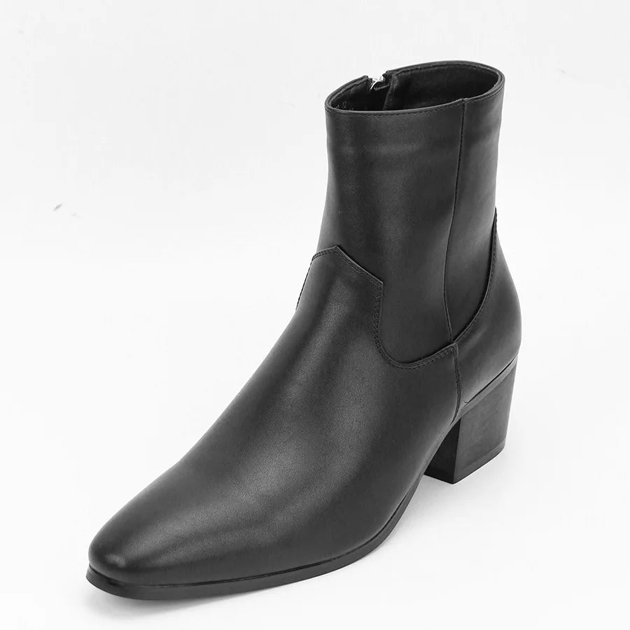 Men's Handmade Chunky Heel Motorcycle Ankle Boots | Zipper Motorcycle Ankle Boots Axl