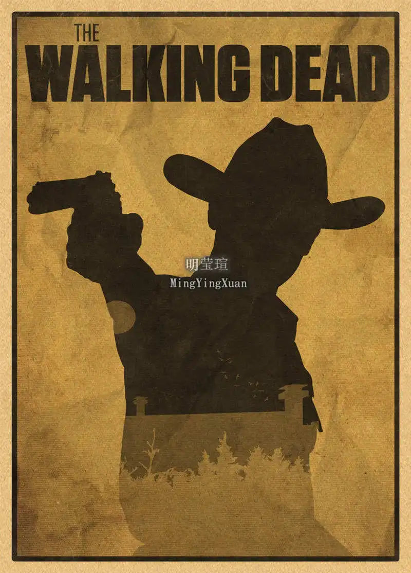 Walking Dead Vintage Kraft Paper Poster | Retro Wall Art Decor