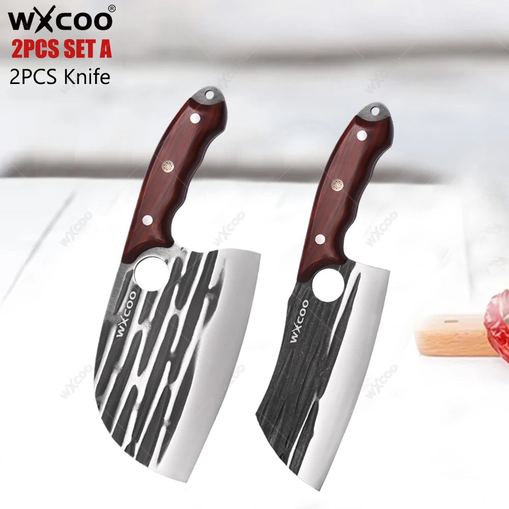 WXCOO Boning Knife Set – Stainless Steel Wood Handle Boning Knife Set Axl 2PCS SET A