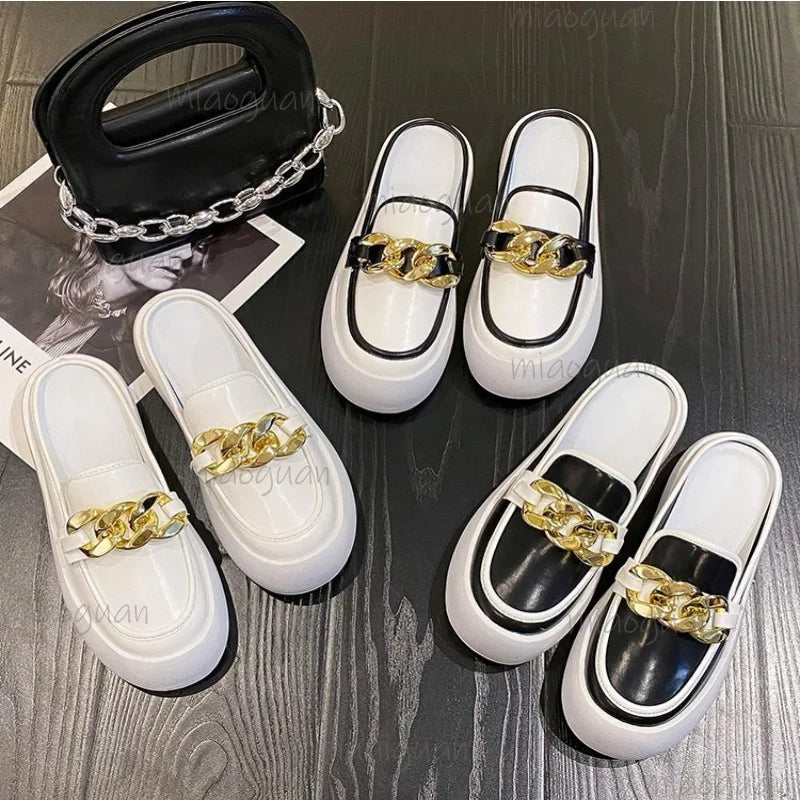 Women's 4CM Platform Chain Slides – Non-Slip Fashion Slippers Platform Slippers Axl