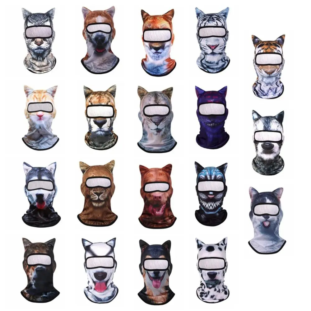 3D Animal Face Neck Gaiter – Dog & Cat UV Sun Protector Neck Gaiter Axl