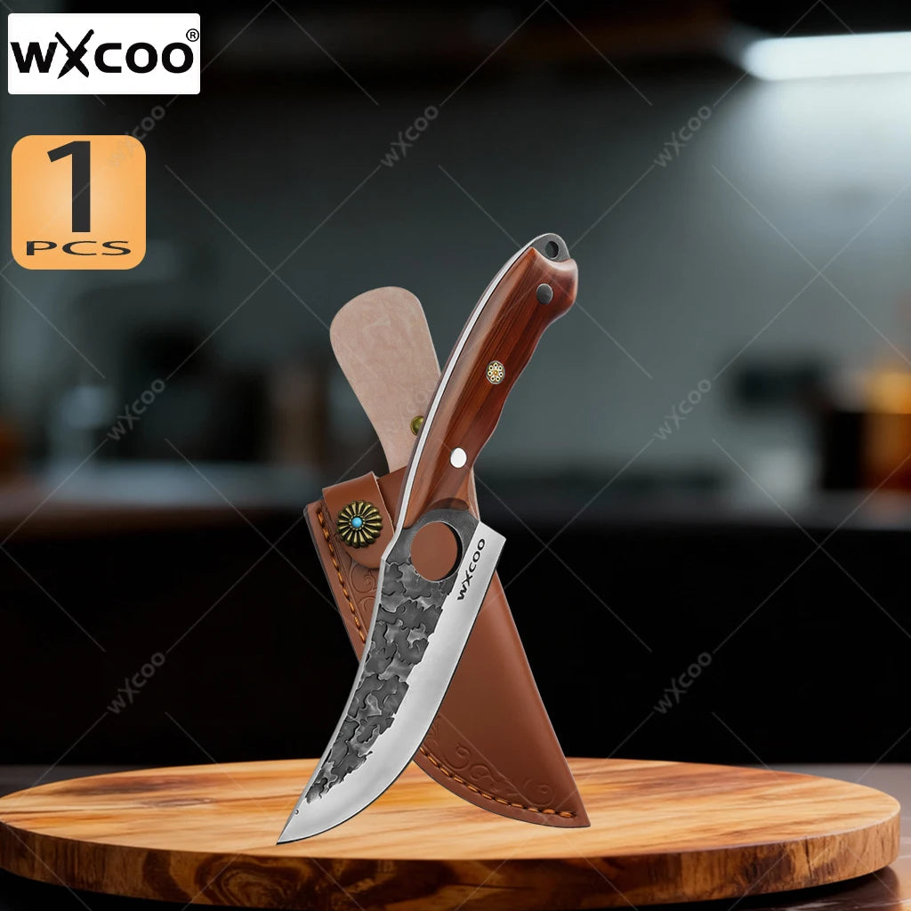 WXCOO Forged Chef's Knife Set – 5Cr15MOV Stainless Steel Kitchen Knife Set Axl Knife C