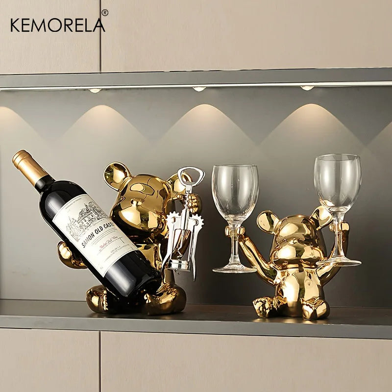 Ceramic Cartoon Wine Rack with Bottle Opener | Home Bar Decor Decorative Wine Rack Axl