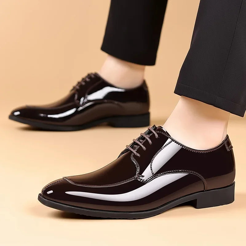 Men's Patent Leather Oxford Shoes – Pointed Toe Dress Shoes Men's Oxford Shoes Axl