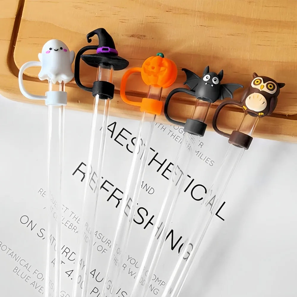 7-Pack Halloween Silicone Straw Caps – BPA-Free Dustproof Covers Straw Covers Axl