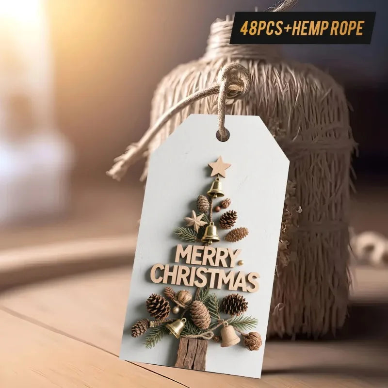 48 Christmas Gift Tags with Jute Twine – Vintage Xmas Design Christmas Gift Tags Axl