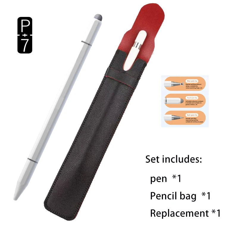 P+7 Universal Stylus Pen 3 Tips & Ballpoint – iOS & Android Capacitive Stylus Pen Axl BP28 WHITE SET
