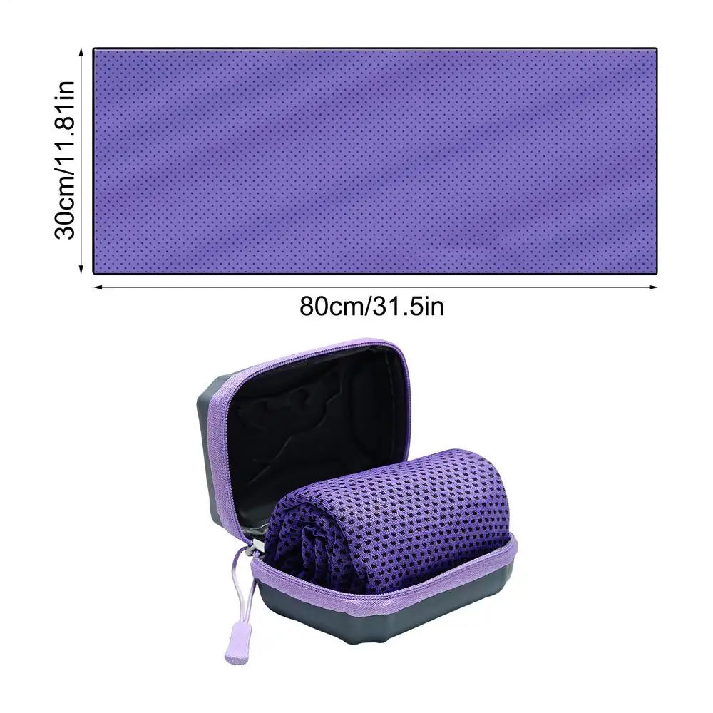 Sports Cooling Towel with Storage Box – Quick-Dry 30x80cm Sports Cooling Towel Axl Purple