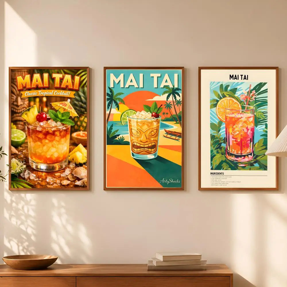 Mai Tai Cocktail Wall Art Poster – Self-Stick HD Waterproof Wall Art Poster Axl