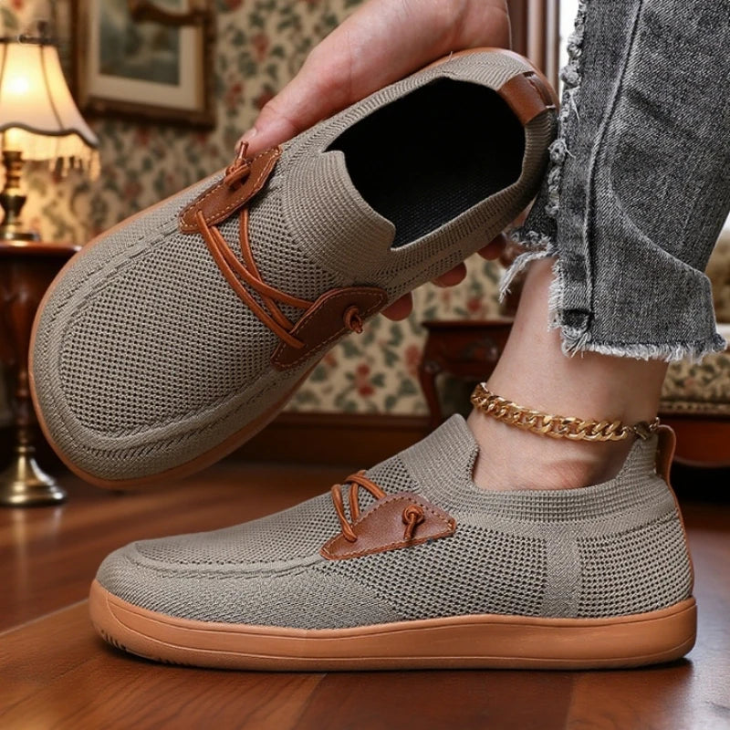 Women's Wide Toe Mesh Loafers – Barefoot Slip-On Sneakers Mesh Slip-On Loafers Axl khaki 44