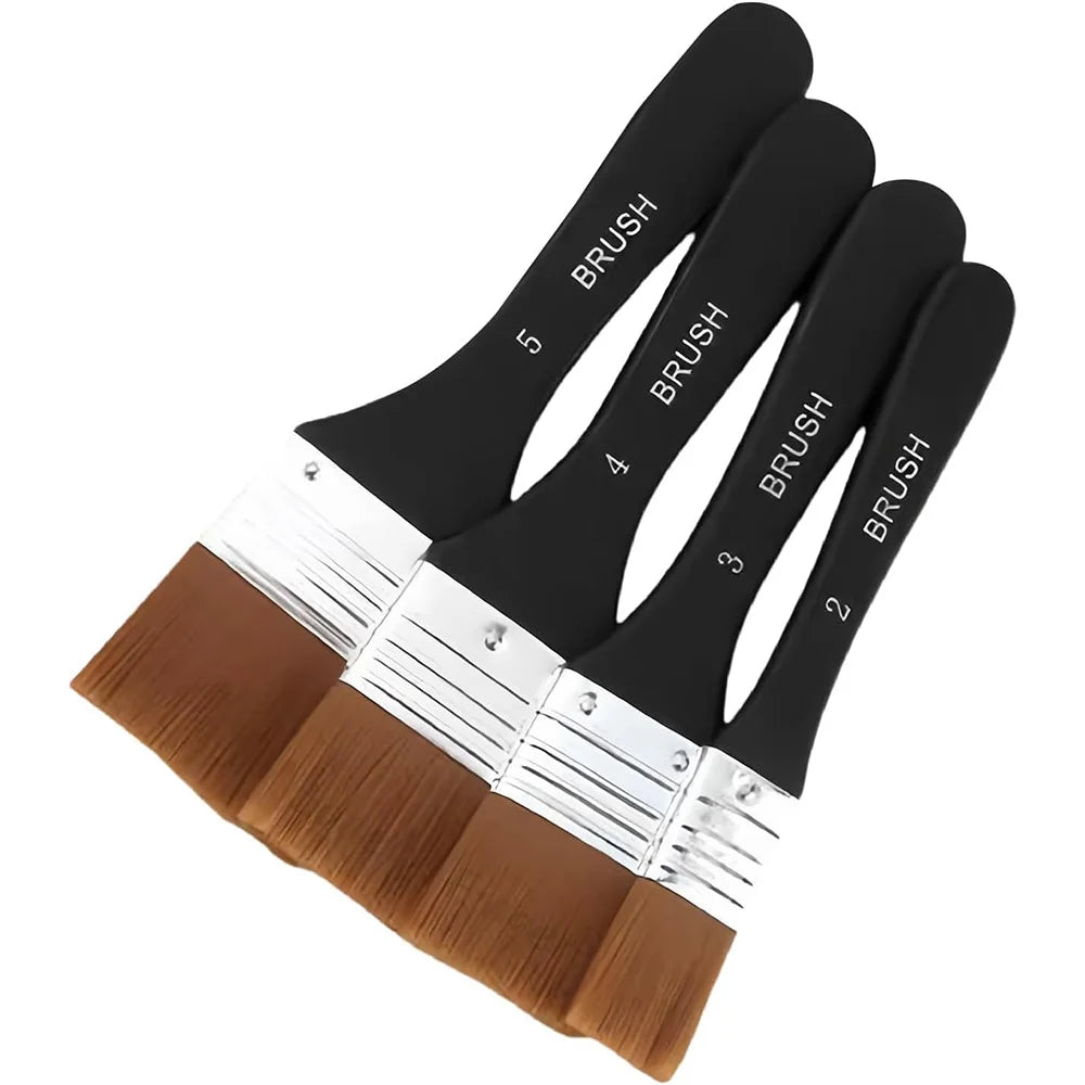 Flat Paint Brushes Set – Acrylic, Oil & Watercolor | Wooden Handle Paint Brush Set Axl 4 PCS Brush