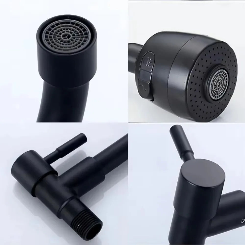 Black Rotating Wall-Mounted Single Cold Water Tap | Kitchen & Bath Kitchen Faucet Axl