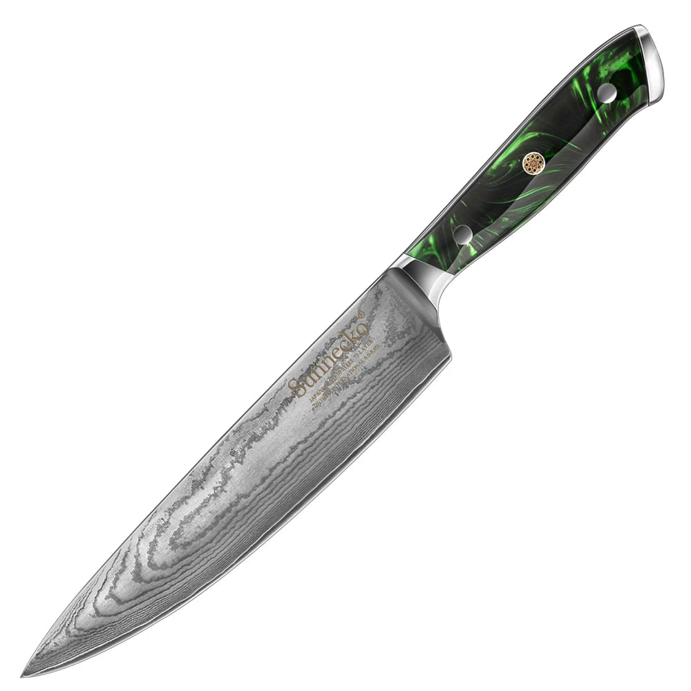 Sunnecko Damascus Steel Chef Knife Set – 7" & 8" Japanese Damascus Kitchen Knife Set Axl 8 Inch Chef Knife China Mainland
