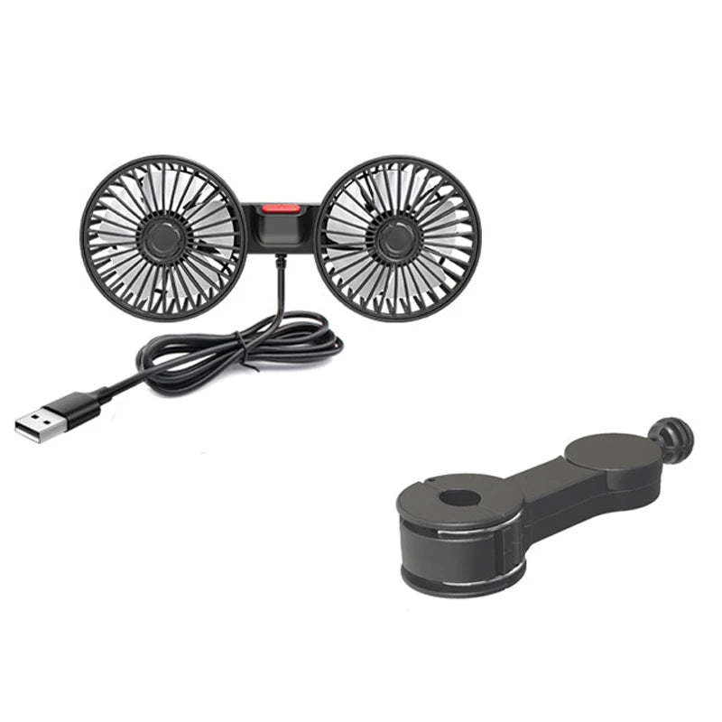 3-Speed USB Car Seat Cooling Fan – Dual Head 360° Rotation Car Seat Fan Axl USB version