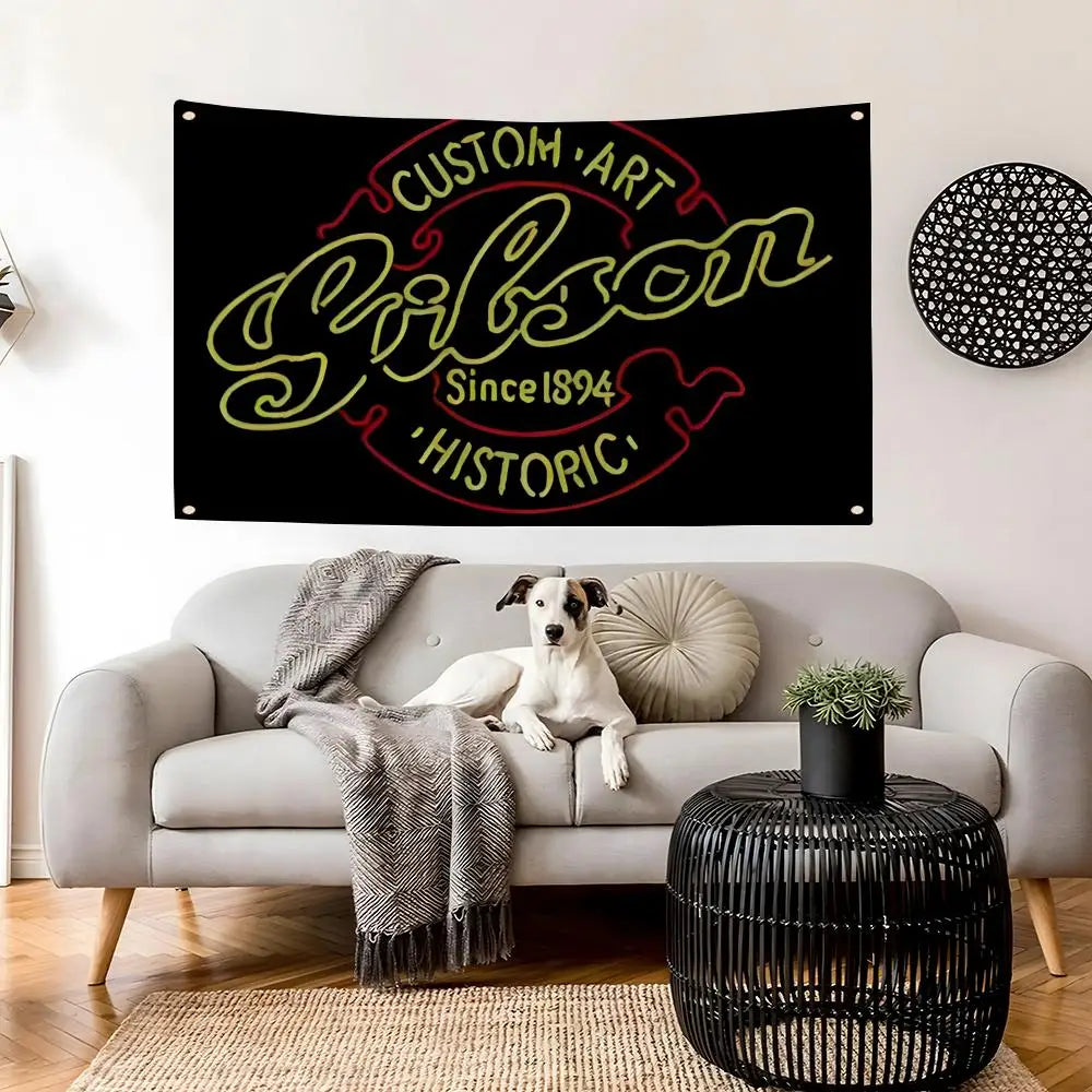 Gibson Band Flag – Indoor & Outdoor Wall Art Banner Decorative Wall Flag Axl