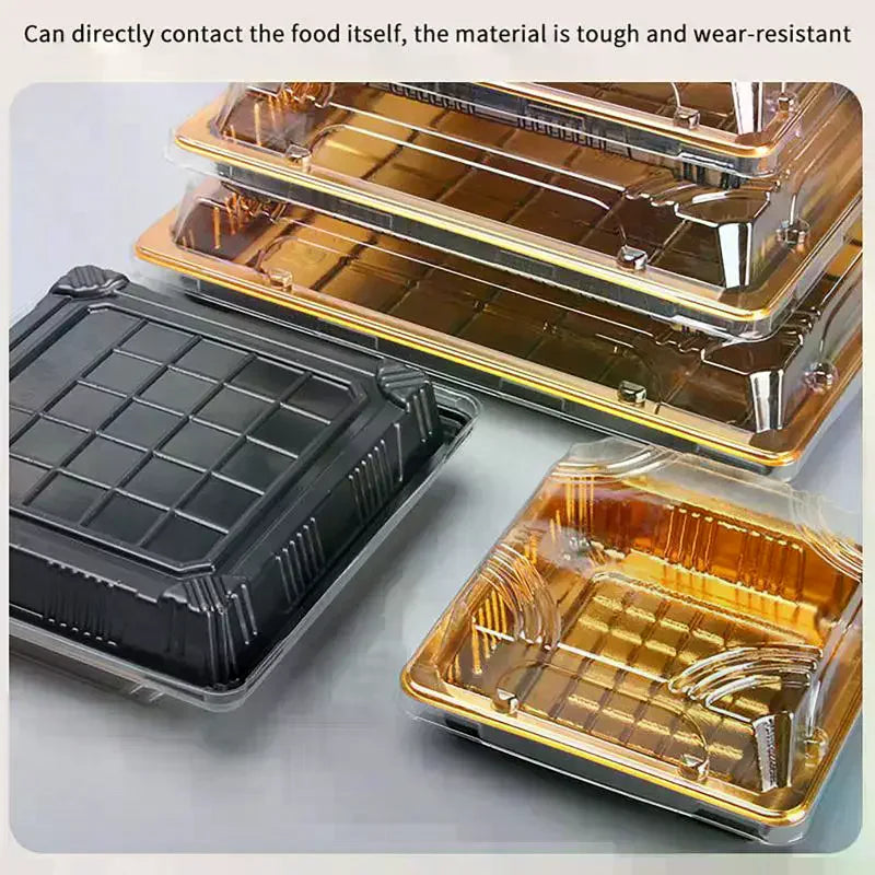 10 Pcs Disposable Sushi Boxes with Lids – PET Takeaway Pack Disposable Food Containers Axl