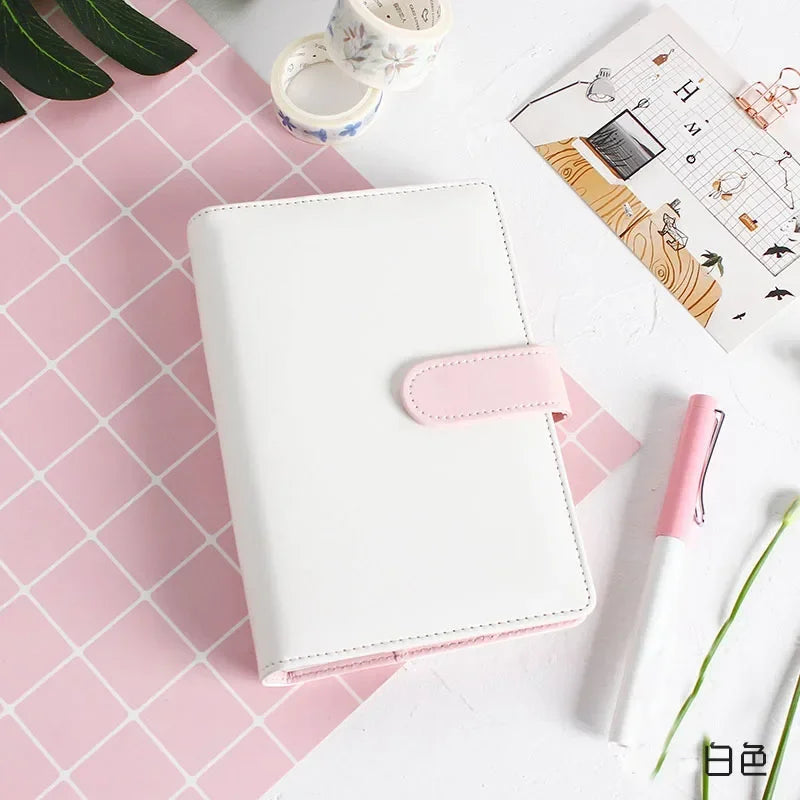 Vintage PU Leather Ring Binder Notebook Cover A5 & A6 Ring Binder Notebook Cover Axl A5 white