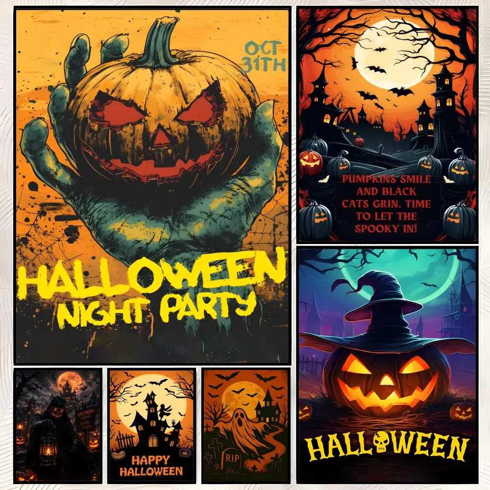 Halloween Self-Stick Wall Poster – Waterproof HD Home Decor Wall Art Poster Axl