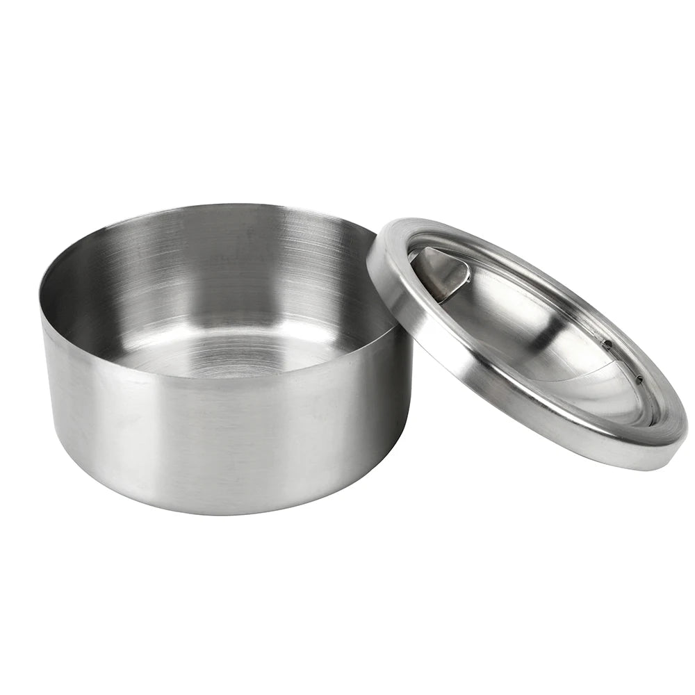 Stainless Steel Lidded Ashtray – Round Windproof Portable Lidded Ashtray Axl