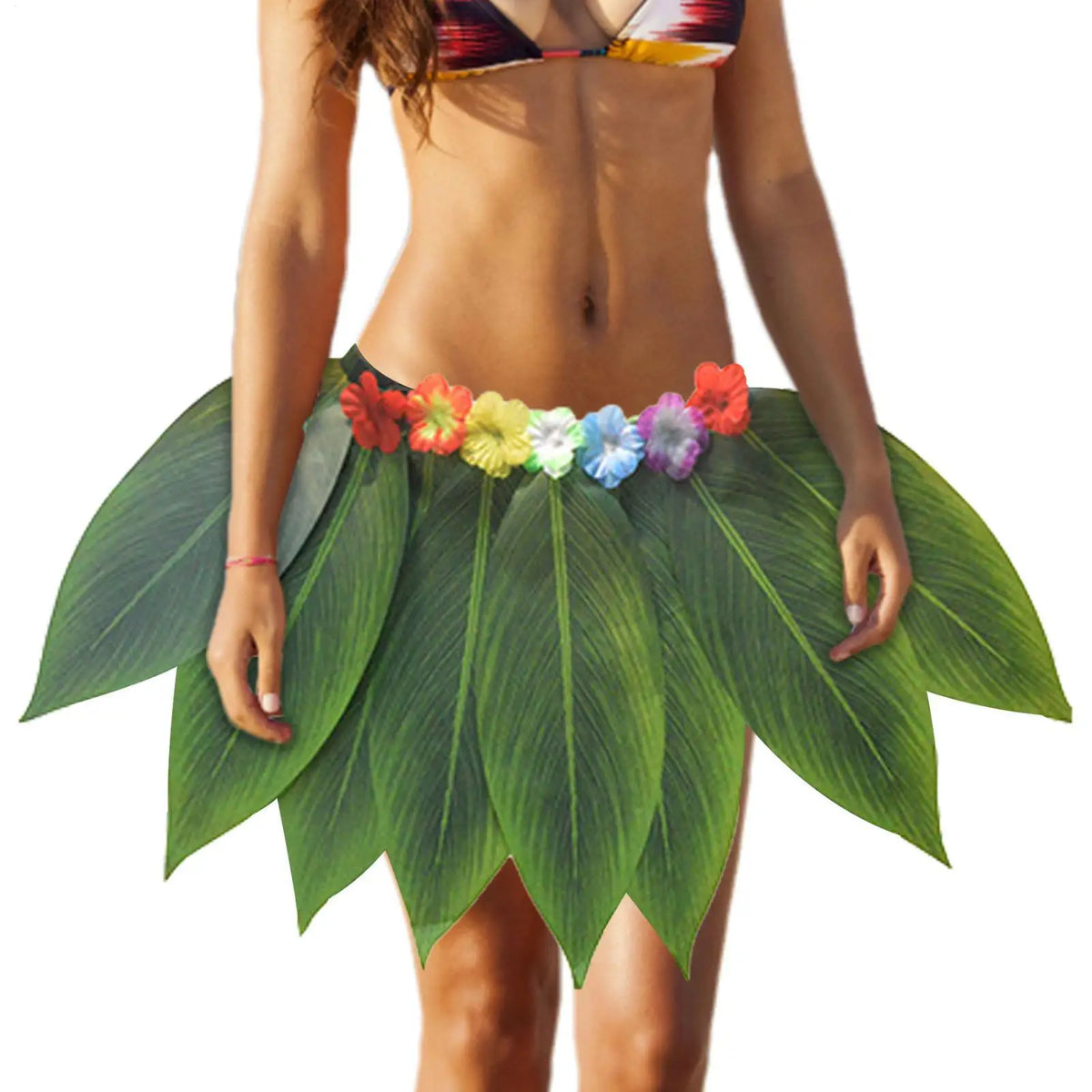 Hawaiian Grass Skirt with Flowers & Wreath Set | Party Costume Costume Skirt Set Axl
