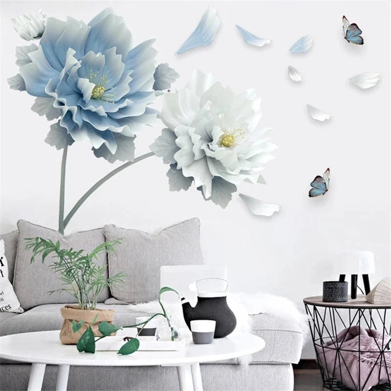 3D Lotus Butterfly Removable Wall Stickers – Large Floral Decal Wall Decal Sticker Axl