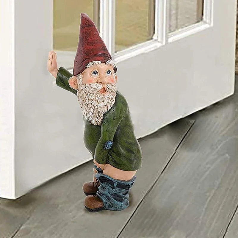 Urinating Gnome Statue – Resin Dwarf Garden Sculpture Decor Garden Gnome Statue Axl