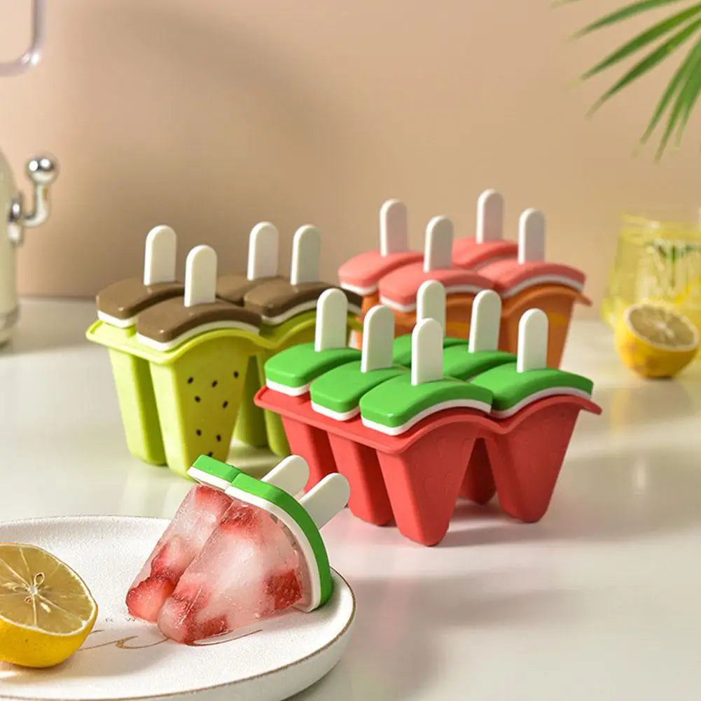 6-Grid Watermelon Silicone Popsicle Mold Tray with Sticks Popsicle Mold Axl