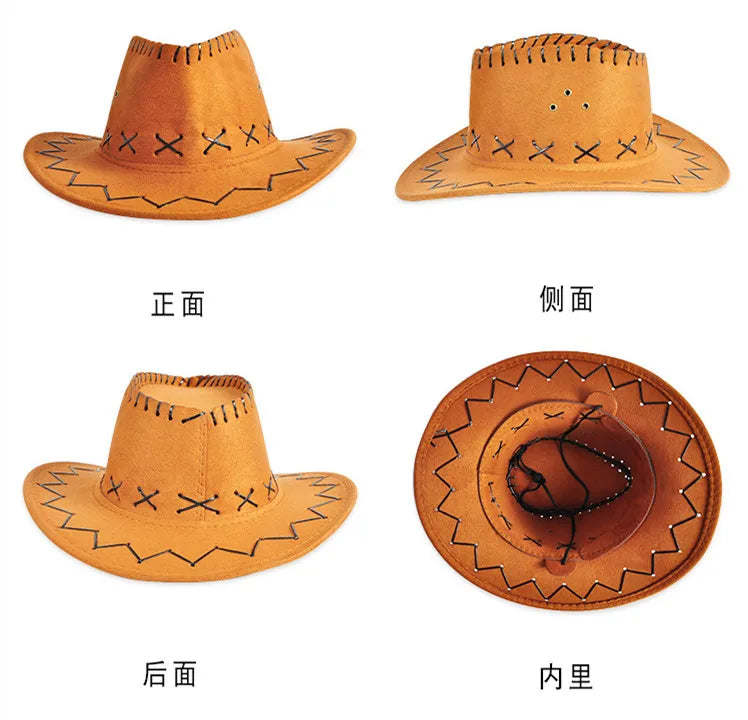 Wide Brim Western Cowboy Hat – Unisex Faux Suede Sun Hat Western Cowboy Hat Axl