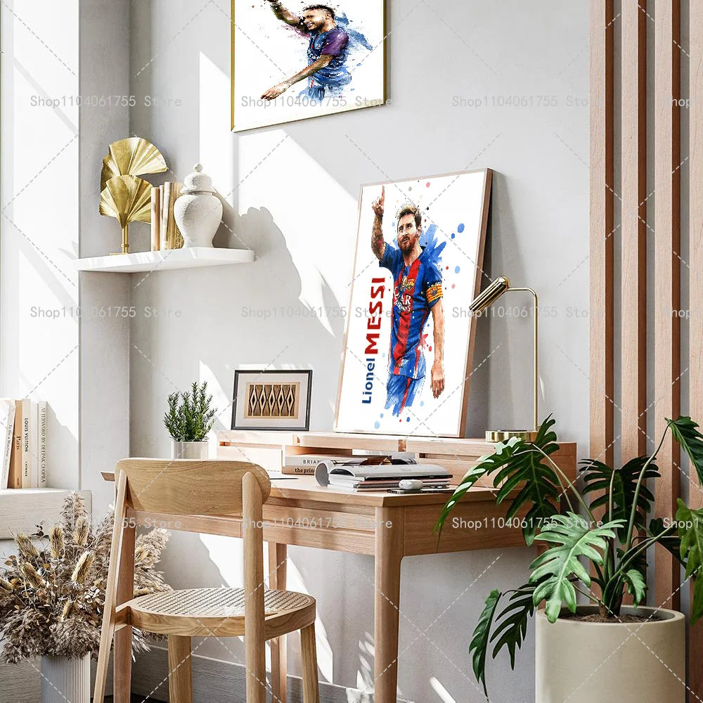 Watercolor Soccer Star Wall Poster – Self-Adhesive Art Sticker Wall Art Poster Axl