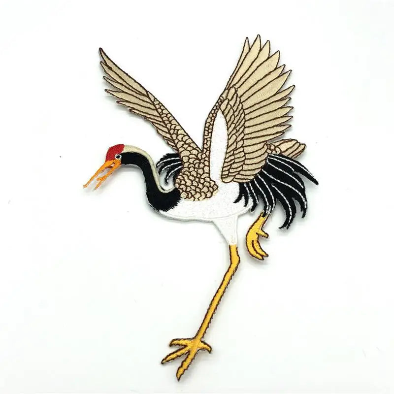 Crane Embroidery Adhesive Patches – Cloth Stickers 2pc Set Embroidery Patch Set Axl