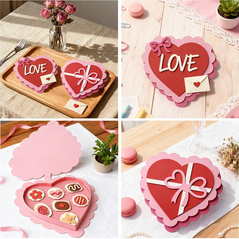 Heart Carbon Steel Cutting Dies – 2pc Scrapbooking Stencil Set Craft Cutting Dies Axl