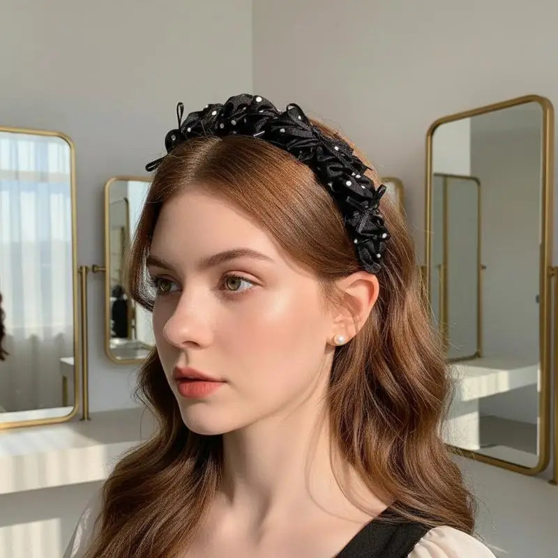 Vintage Polka Dot Bow Headband – Women's Princess Hairband Hair Headband Axl