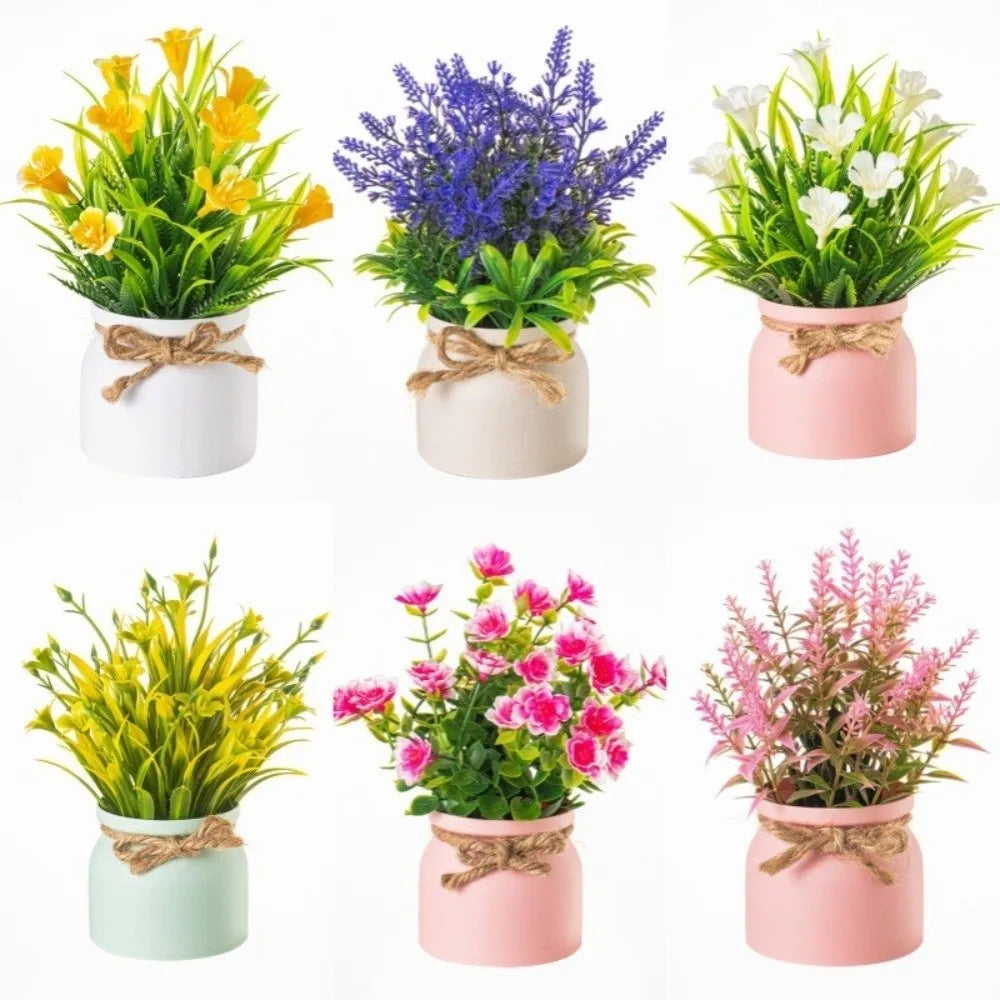 Mini Artificial Potted Flower Bonsai | Fake Plant Table Decor Artificial Potted Plant Axl