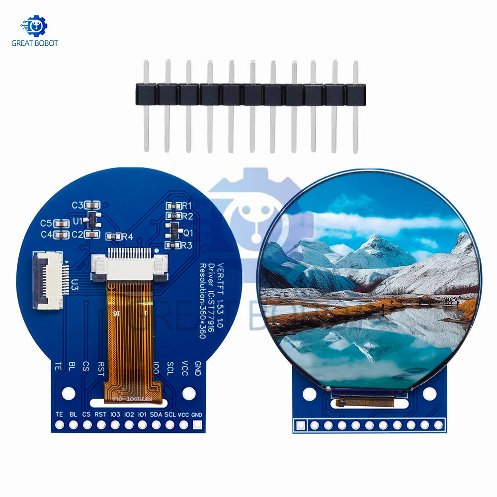 1.5" Round TFT LCD Screen 360×360 ST7701 QSPI Full-Color Display TFT LCD Screen Axl